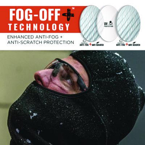 ergodyne Skullerz SKOLL Anti-Scratch Enhanced Anti-Fog Safety Glasses, Matte Black Half Frame, Clear Single Lens (59005)