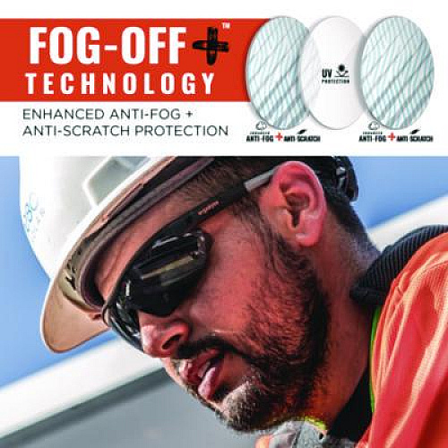 ergodyne Skullerz SKOLL Anti-Scratch Enhanced Anti-Fog Safety Glasses, Matte Black Half Frame, Smoke Single Lens (59035)