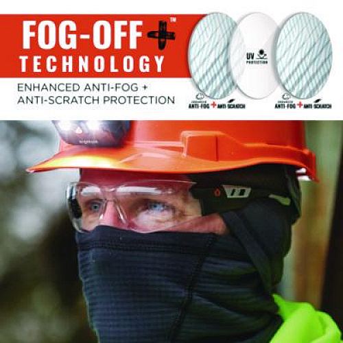 ergodyne Skullerz SAGA Anti-Scratch Enhanced Anti-Fog Safety Glasses, Frameless, Clear Single Lens (59105)