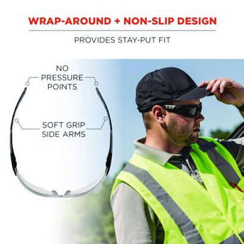 ergodyne Skullerz SAGA Anti-Scratch Enhanced Anti-Fog Safety Glasses, Frameless, Clear Single Lens (59105)