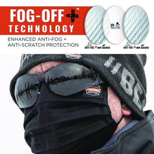 ergodyne Skullerz SAGA Anti-Scratch Enhanced Anti-Fog Safety Glasses, Frameless, Smoke Single Lens (59135)