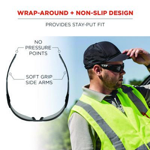 ergodyne Skullerz SAGA Anti-Scratch Enhanced Anti-Fog Safety Glasses, Frameless, Clear Single I/O Lens (59185)