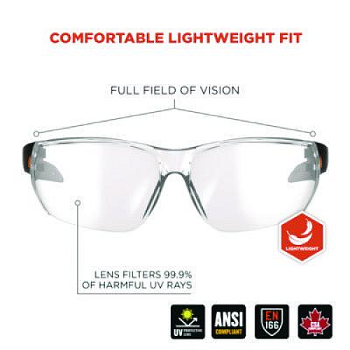 ergodyne Skullerz VALI Anti-Scratch Enhanced Anti-Fog Safety Glasses, Frameless, Clear Single Lens (59205)