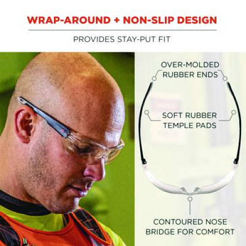 ergodyne Skullerz VALI Anti-Scratch Enhanced Anti-Fog Safety Glasses, Frameless, Clear Single Lens (59205)