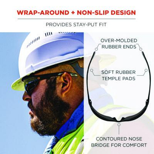 ergodyne Skullerz VALI Anti-Scratch Enhanced Anti-Fog Safety Glasses, Frameless, Smoke Single Lens (59235)