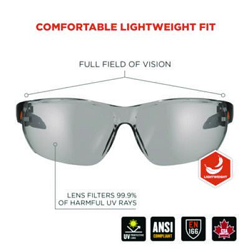 ergodyne Skullerz VALI Anti-Scratch Enhanced Anti-Fog Safety Glasses, Frameless, Clear Single I/O Lens (59285)