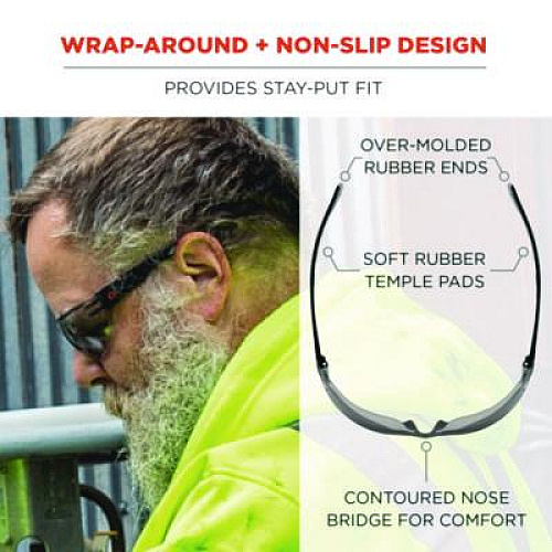 ergodyne Skullerz VALI Anti-Scratch Enhanced Anti-Fog Safety Glasses, Frameless, Clear Single I/O Lens (59285)