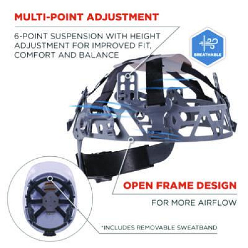 ergodyne Skullerz 8966 Class C Lightweight Cap-Style Hard Hat, Adjustable Venting, 6-Point Rachet Suspension, White (60223)
