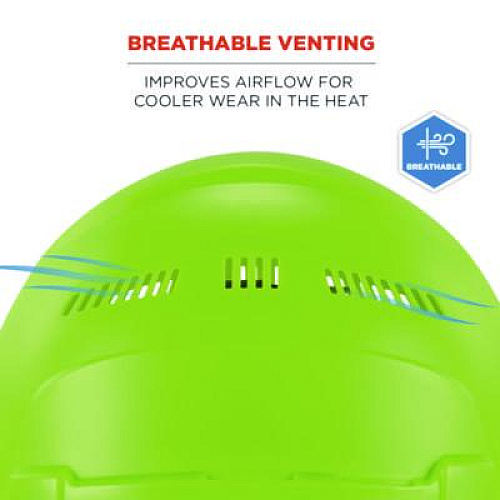 ergodyne Skullerz 8966 Class C Lightweight Cap-Style Hard Hat, Adjustable Venting, 6-Point Rachet Suspension, Lime (60224)