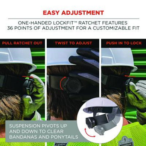 ergodyne Skullerz 8967 Class E Lightweight Cap-Style Hard Hat, 6-Point Rachet Suspension, White (60225)