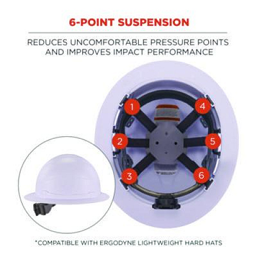 ergodyne Skullerz 8986 6-Point Hard Hat Suspension Replacement, Gray (60233)