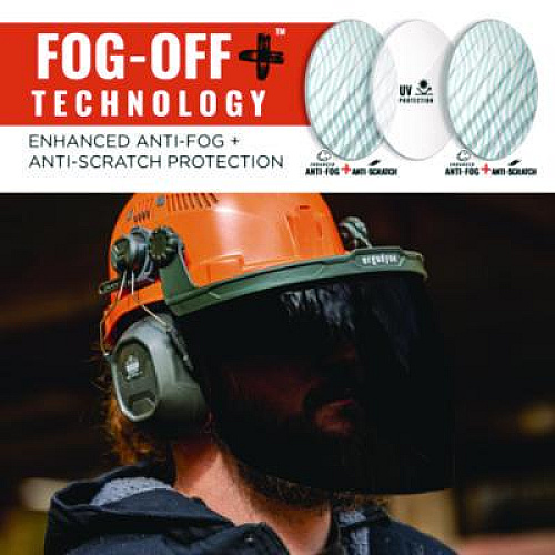 ergodyne Skullerz 8994 Anti-Scratch/Anti-Fog Hard Hat Face Shield, Cap-Style/Safety Helmet Adapter, Smoke Lens (60244)