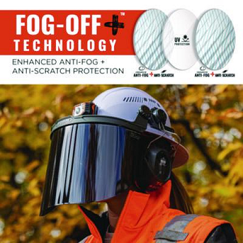 ergodyne Skullerz 8995 Anti-Scratch and Anti-Fog Hard Hat Face Shield with Adapter for Full Brim, Smoke Lens (60246)