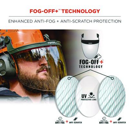 ergodyne Skullerz 8997 Anti-Scratch/Anti-Fog Face Shield Replacement, Cap-Style/Safety Helmet, Clear Lens (60249)
