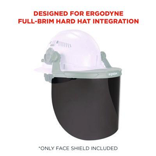 ergodyne Skullerz 8998 Anti-Scratch/Anti-Fog Face Shield Replacement for Full Brim Hard Hat, Smoke Lens (60252)