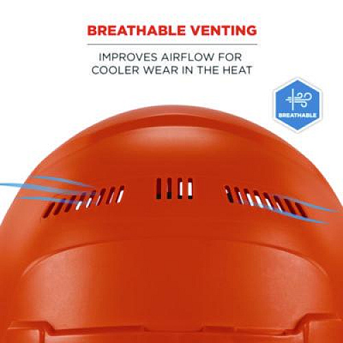 ergodyne Skullerz 8966 Class C Lightweight CapStyle Hard Hat, Adjustable Venting, 6-Point Rachet Suspension, Orange (60270)