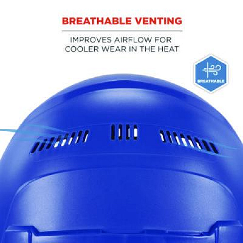 ergodyne Skullerz 8966 Class C Lightweight Cap-Style Hard Hat, Adjustable Venting, 6-Point Rachet Suspension, Blue (60271)