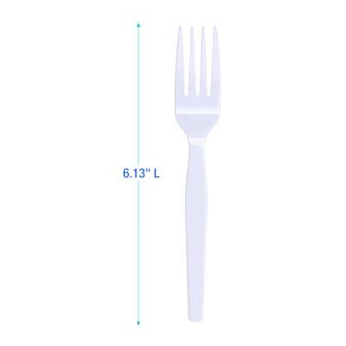 Boardwalk Mediumweight Polystyrene Cutlery, Fork, Plastic, White, 100/Box, 10 Boxes/Carton (FORKMWPSCT)