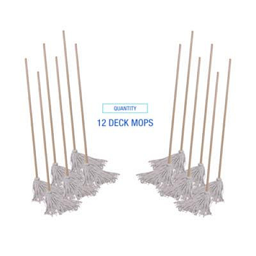 Boardwalk Handle/Deck Mops, #20 White Cotton Head, 54" Natural Wood Handle (120C)