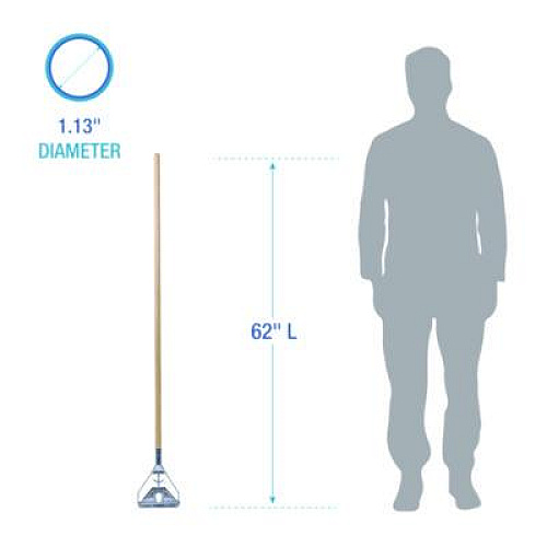 Boardwalk Quick Change Metal Head Mop Handle for No. 20 and Up Heads, 62", Natural (605)