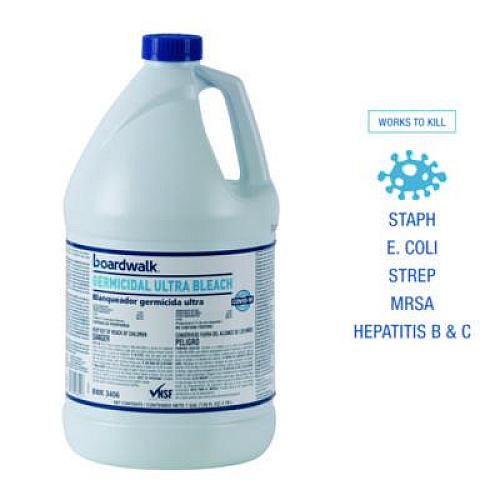 Boardwalk Germicidal Ultra Bleach, 6% Sodium Hypochlorite, 1 gal Bottle, 6/Carton (3406)