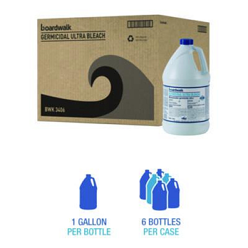 Boardwalk Germicidal Ultra Bleach, 6% Sodium Hypochlorite, 1 gal Bottle, 6/Carton (3406)