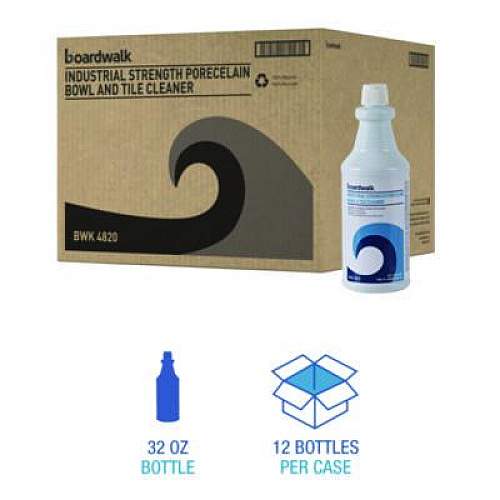 Boardwalk Industrial Strength RTU Porcelain Bowl and Tile Cleaner, Floral Scent, 32 oz Bottle, 12/Carton (4820)