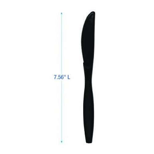 Boardwalk Heavyweight Polypropylene Cutlery, Knife, Plastic, Black, 1,000/Carton (KNIFEHWPPBLA)