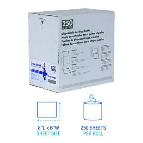Boardwalk TrapEze Disposable Dusting Sheets, 8" x 125 ft, White, 250 Sheets/Roll, (582508)