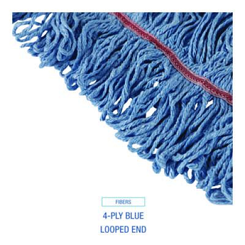 Boardwalk Cotton Mop Heads, Cotton/Synthetic, Large, Looped End, Wideband, Blue, 12/Carton (LM30311L)