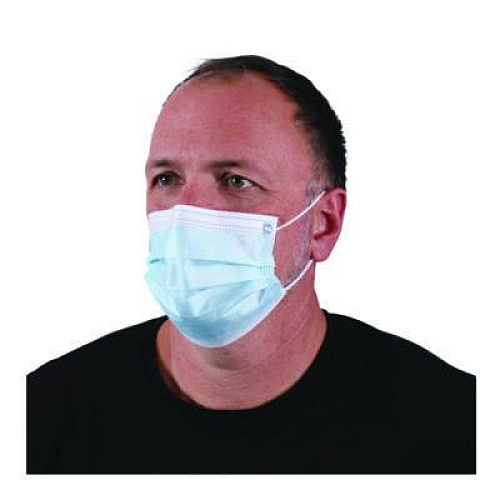Boardwalk Three-Ply General Use Face Mask, Polypropylene, One Size Fits Most, Blue, 50/Box, 40 Boxes/Carton (MS2000)