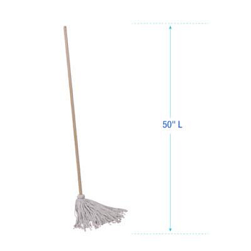 Boardwalk Cotton Deck Mop, #16 White Cotton Head, 50" Wood Handle, 12/Carton (CD50016S)