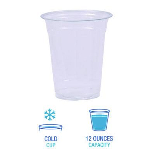 Boardwalk Clear Plastic PET Cups, 12 oz, 50/Sleeve, 20 Sleeves/Carton (PET12)
