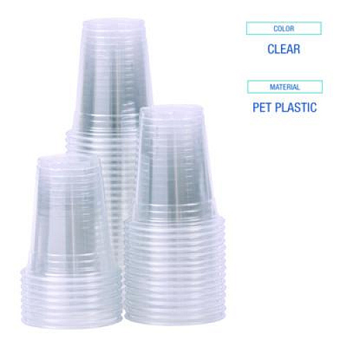 Boardwalk Clear Plastic PET Cups, 12 oz, 50/Sleeve, 20 Sleeves/Carton (PET12)