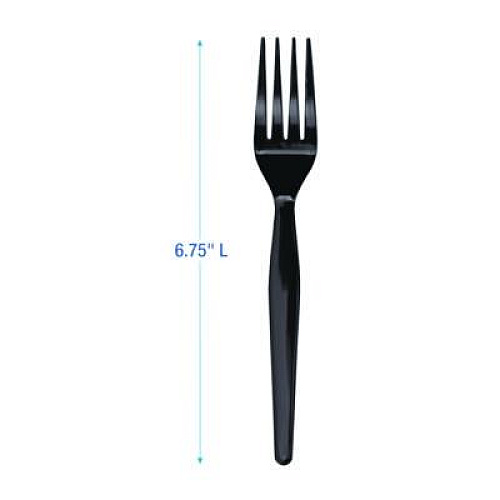 Boardwalk Heavyweight Polystyrene Cutlery, Fork, Plastic, Black, 1,000/Carton (FORKHWBLA)