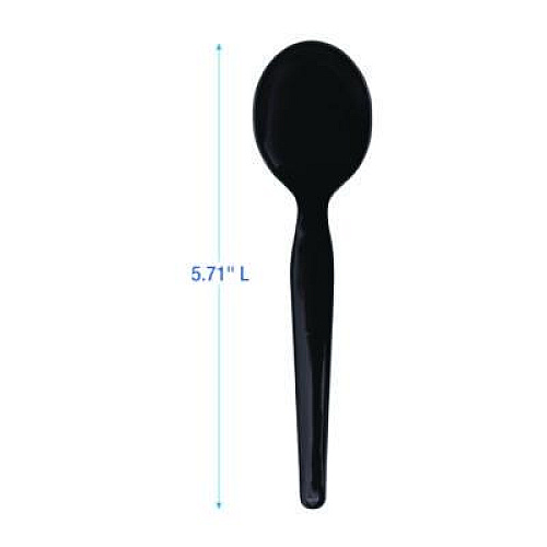 Boardwalk Heavyweight Wrapped Polystyrene Cutlery, Soup Spoon, Plastic, Black, 1,000/Carton (SSHWPSBIW)