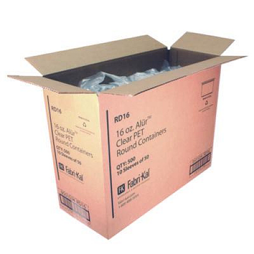 Fabri-Kal Recycleware Round Deli Container, 16 oz, 4.6" Diameter x 3" h, Clear, Plastic, 500/Carton (RD16)