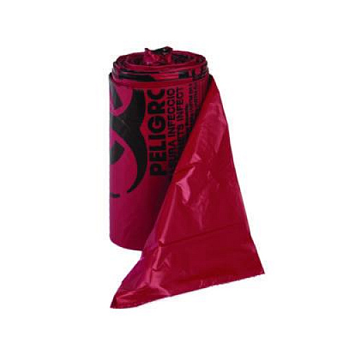 Inteplast Group Institutional Low-Density Can Liners, Infectious Waste Biohazard, 10 gal, 1.3 mil, 24 x 23, Red, Interleaved, 25/RL, 10 RL/CT (SL2423R)