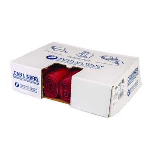 Inteplast Group Institutional Low-Density Can Liners, Infectious Waste Biohazard, 10 gal, 1.3 mil, 24 x 23, Red, Interleaved, 25/RL, 10 RL/CT (SL2423R)