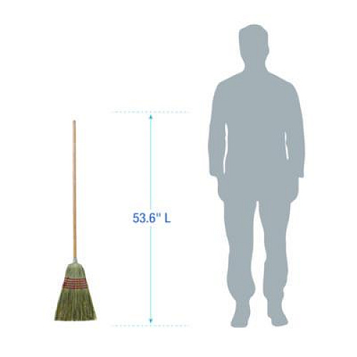 Boardwalk Corn/Fiber Brooms, Corn/Yucca Bristles, 53.5" Overall Length, Natural, 6/Carton (BR10004)