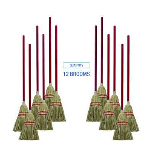 Boardwalk Corn/Fiber Brooms, Corn/Synthetic Fiber Bristles, 36" Overall Length, Gray/Natural, 12/Carton (BR10016)