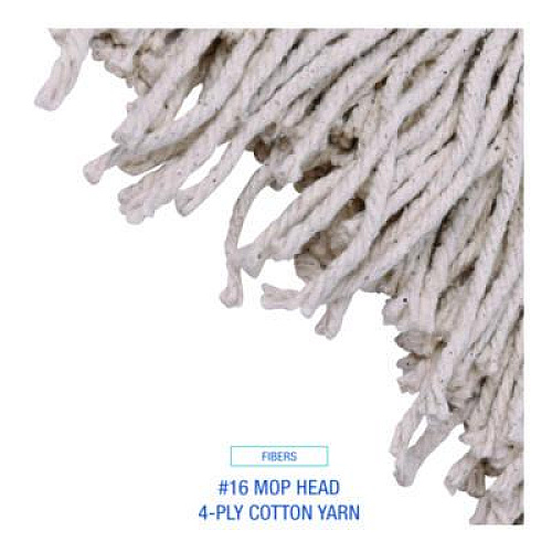 Boardwalk Cotton Deck Mop, #16 White Cotton Head, 50" Wood Handle, 12/Carton (CD50016S)