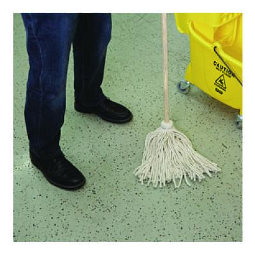 Boardwalk Cotton Deck Mop, #16 White Cotton Head, 50" Wood Handle, 12/Carton (CD50016S)