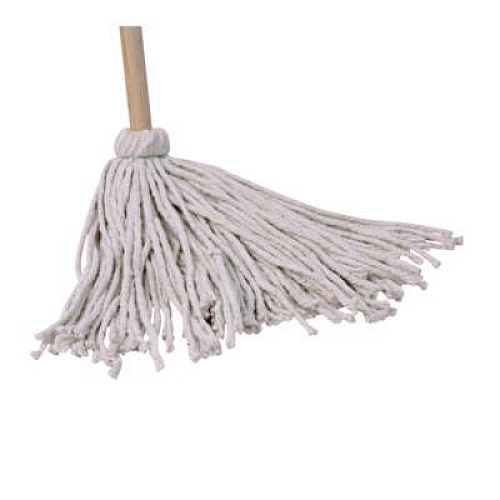 Boardwalk Cotton Deck Mop, #16 White Cotton Head, 50" Wood Handle, 12/Carton (CD50016S)