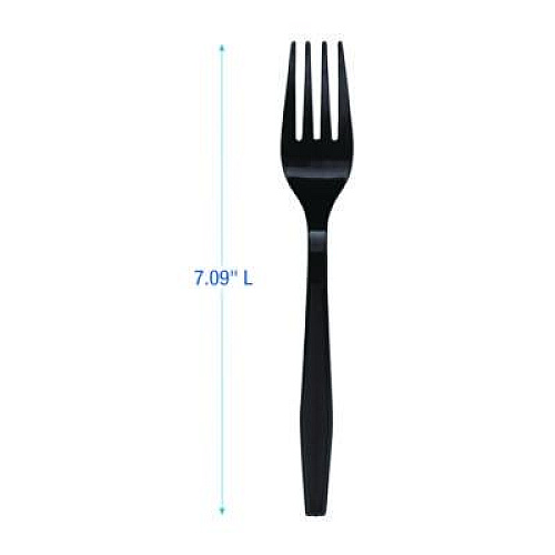 Boardwalk Heavyweight Polypropylene Cutlery, Fork, Plastic, Black, 1,000/Carton (FORKHWPPBLA)