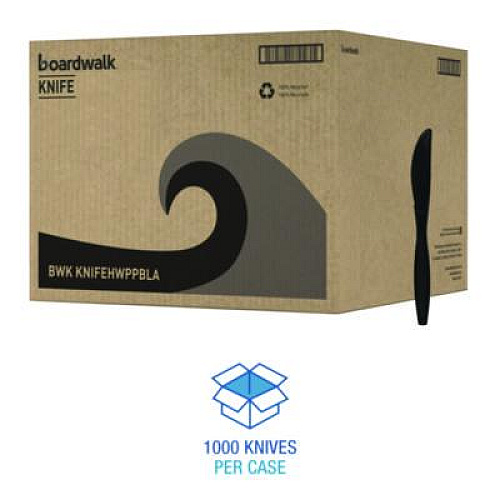 Boardwalk Heavyweight Polypropylene Cutlery, Knife, Plastic, Black, 1,000/Carton (KNIFEHWPPBLA)