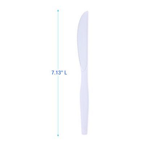 Boardwalk Mediumweight Polystyrene Cutlery, Knife, Plastic, White, 100/Box, 10 Boxes/Carton (KNIFEMWPSCT)
