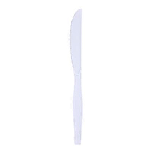 Boardwalk Mediumweight Polystyrene Cutlery, Knife, Plastic, White, 100/Box, 10 Boxes/Carton (KNIFEMWPSCT)