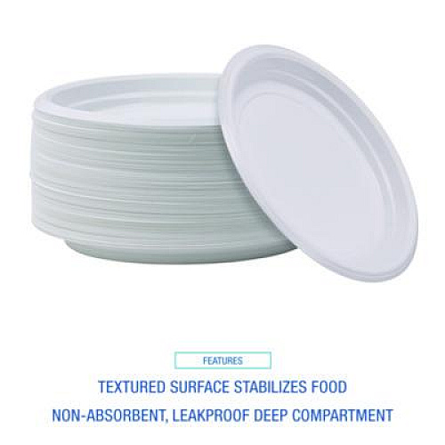 Boardwalk Hi-Impact Plastic Dinnerware, Plate, 9" dia, White, 500/Carton (PLTHIPS9WH)