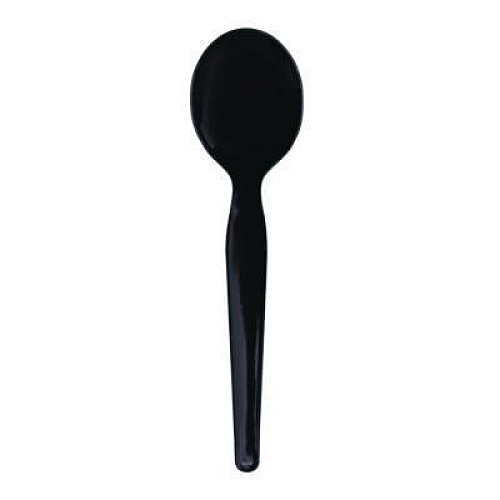 Boardwalk Heavyweight Wrapped Polystyrene Cutlery, Soup Spoon, Plastic, Black, 1,000/Carton (SSHWPSBIW)